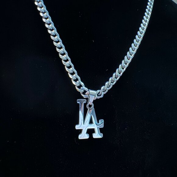 LA Dodgers Necklace - 5mm Cuban - 22" Chain - MLB - Baseball - Los Angeles - Picture 1 of 2